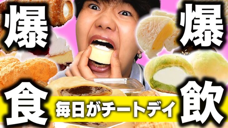 【食べ放題】チートデイにコンビニスイーツ爆食いしたらお腹パンパンなのでもう食べさせないでくれ【ローソン】【新商品】