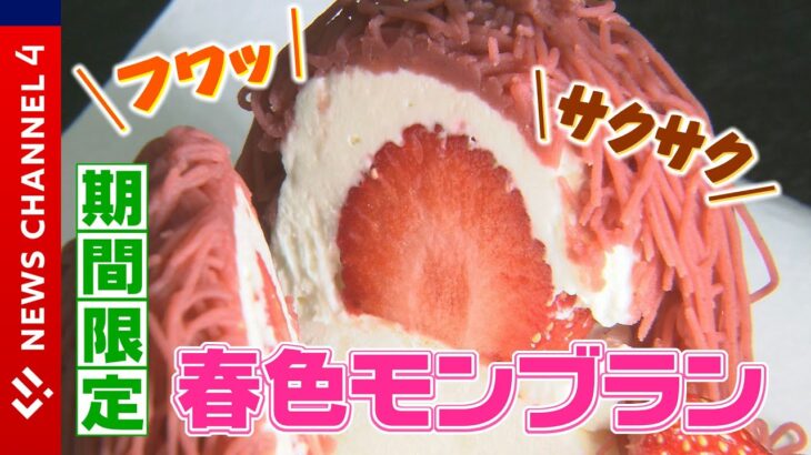 【イチゴのスイーツ】ふんわり！サクサク！春色モンブランを食べてみた＜NEWS CH.4＞