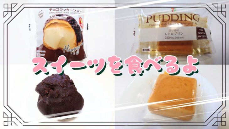 【コンビニスイーツ】おやつを食べるよ♪#チョコクッキーシュー#濃厚卵のレトロプリン#ファミリーマート#セブンイレブン