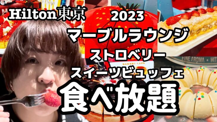 【食べ放題】ヒルトン東京マーブルラウンジのストロベリースイーツビュッフェ2023🍓に行ってきました。#マーブルラウンジ