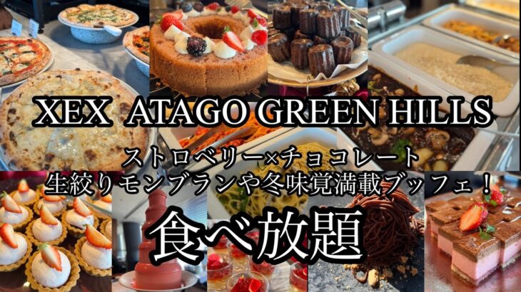 【食べ放題】XEX  ATAGO GREEN HILLS🍽️ストロベリー🍓チョコレートスイーツランチビュッフェ✨✨